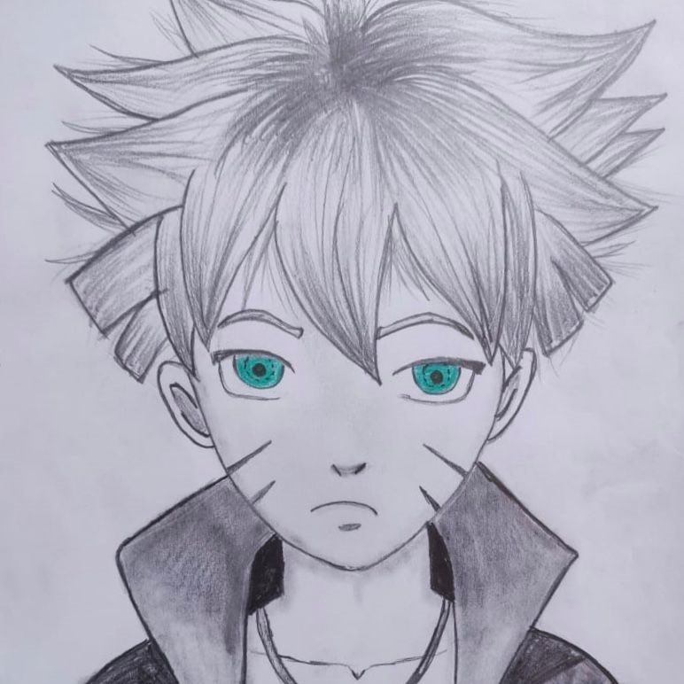 Without Frane Pencil Shading Anime sketch, Size: A4